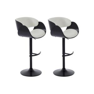 Set de 2 taburetes de bar de tela rizada chapado de fresno…