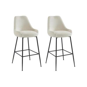 Conjunto de 2 taburetes de bar de tela rizada y metal negro…