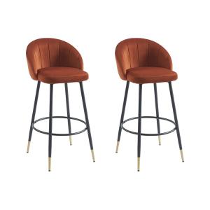Conjunto de 2 taburetes de bar de terciopelo y metal - Terr…