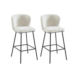 Conjunto de 2 taburetes de bar de rizada de tela y metal -…