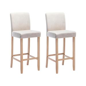 Juego de 2 taburetes de bar - Tela - Beige - ROVIGO
