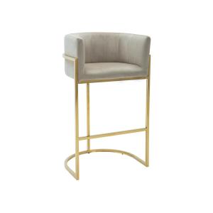 taburete alto de terciopelo y acero inoxidable - Beige y do…