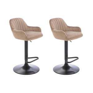 Lote de 2 taburetes de bar de terciopelo y metal negro - Al…