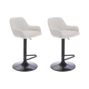 Set de 2 taburetes de bar de tela y metal negro - Ajustable…