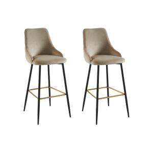 Lote de 2 taburetes de bar de terciopelo y metal negro - Be…