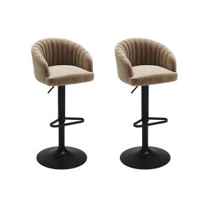 Juego de 2 taburetes de bar - Tela y metal - Beige - DORALIZ