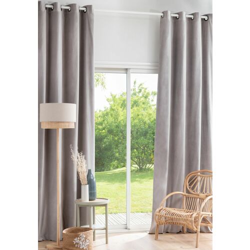 cortina con ojales de terciopelo color gris por unidad 140 x 300 1000 13 27 222985 2